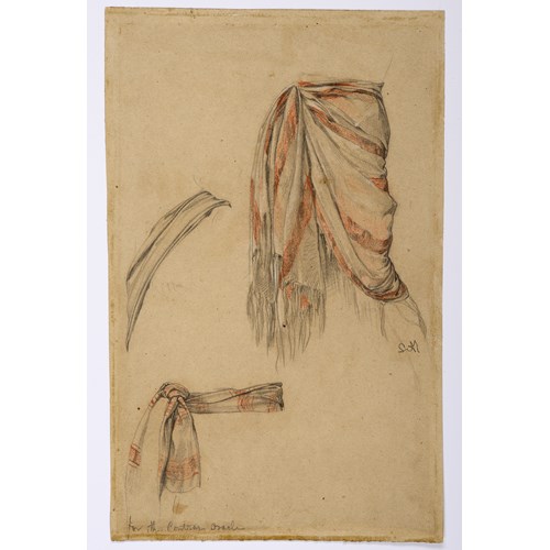 Three Studies of Drapery for The Contrary Oracle [recto]; Three Studies of a Standing Male Nude [verso]
